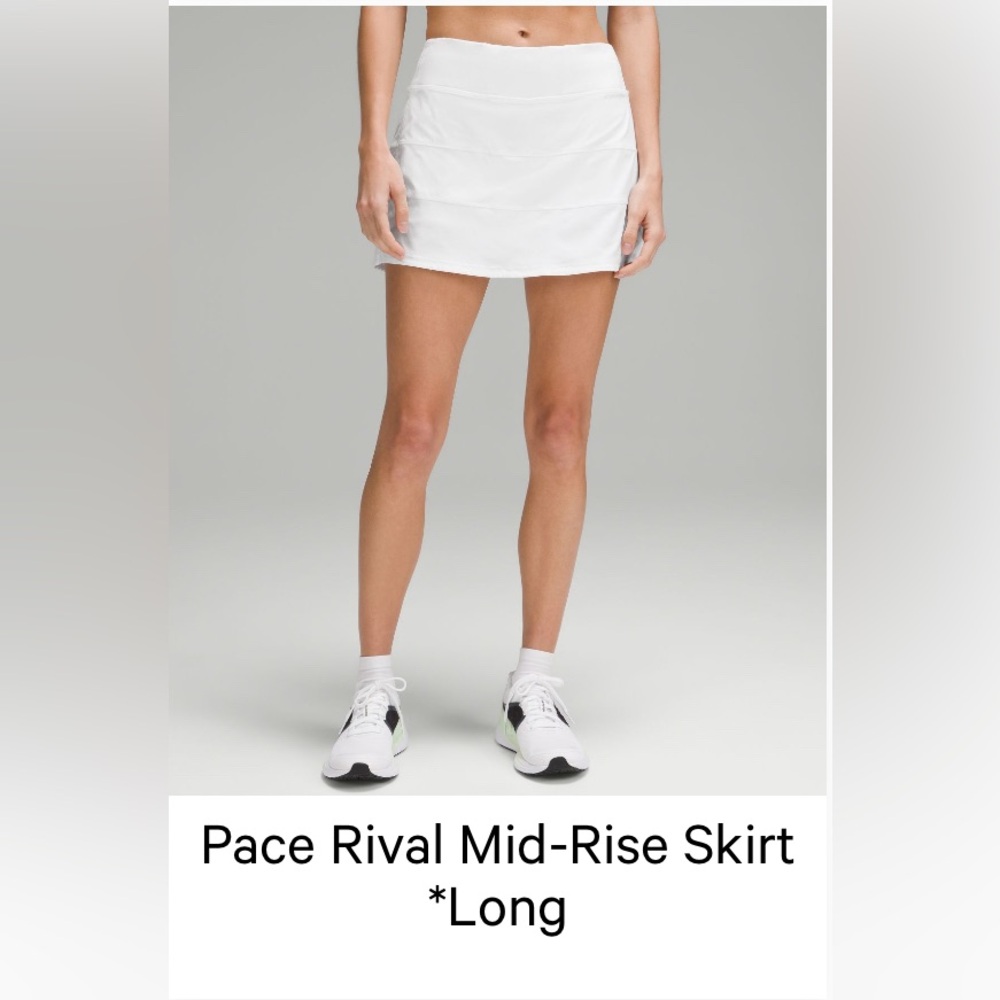 LULULEMON PACE RIVAL MID-RISE SKIRT *LONG size: 4 color: white